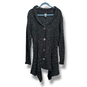 Vintage Y2K Knits By Milano Black Long Sequin Cardigan Sweater Womens Size Large